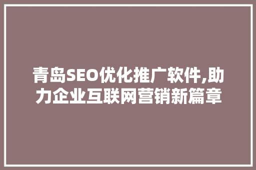 青岛SEO优化推广软件,助力企业互联网营销新篇章 搜狗SEO