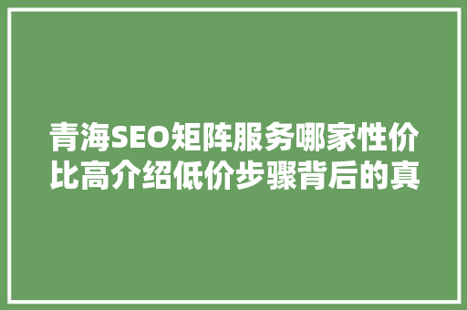 青海SEO矩阵服务哪家性价比高介绍低价步骤背后的真相 搜狗SEO