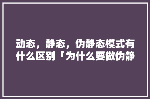 动态，静态，伪静态模式有什么区别「为什么要做伪静态核酸检测」 动态，静态，伪静态模式有什么区别「为什么要做伪静态核酸检测」 GoogleSEO