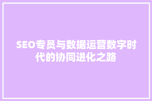 SEO专员与数据运营数字时代的协同进化之路 必应SEO