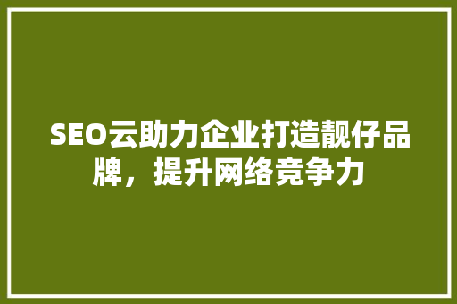 SEO云助力企业打造靓仔品牌，提升网络竞争力 神马SEO
