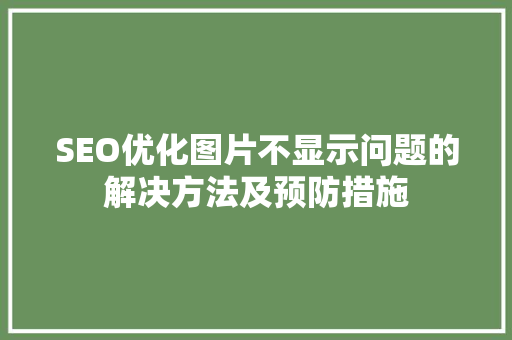 SEO优化图片不显示问题的解决方法及预防措施