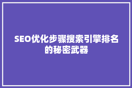 SEO优化步骤搜索引擎排名的秘密武器 必应SEO