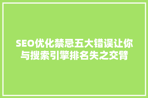 SEO优化禁忌五大错误让你与搜索引擎排名失之交臂 GoogleSEO