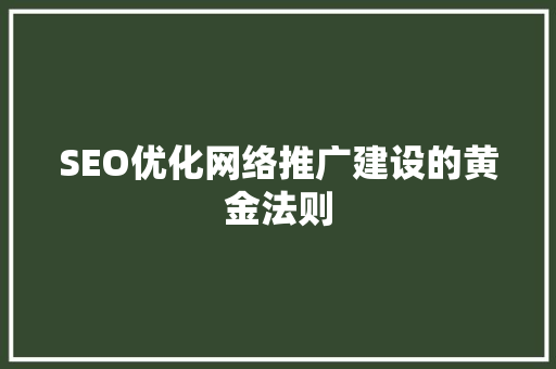 SEO优化网络推广建设的黄金法则 GoogleSEO