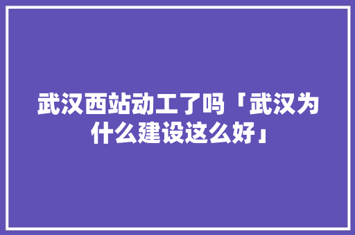 武汉西站动工了吗「武汉为什么建设这么好」 武汉西站动工了吗「武汉为什么建设这么好」 GoogleSEO
