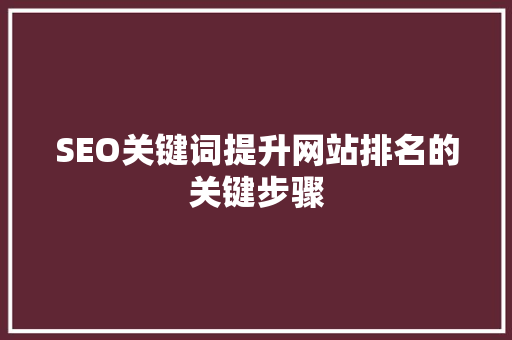 SEO关键词提升网站排名的关键步骤 神马SEO