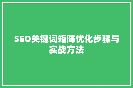 SEO关键词矩阵优化步骤与实战方法 百度SEO