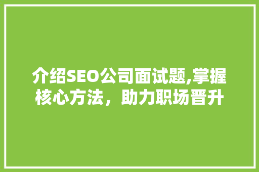 介绍SEO公司面试题,掌握核心方法，助力职场晋升 GoogleSEO