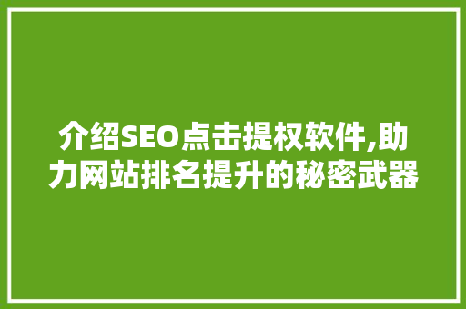 介绍SEO点击提权软件,助力网站排名提升的秘密武器 GoogleSEO