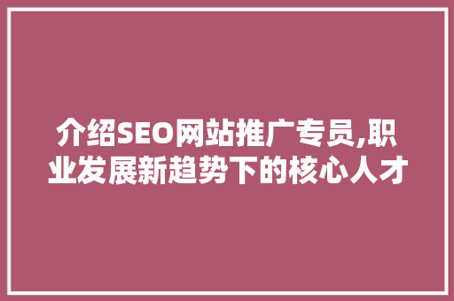 介绍SEO网站推广专员,职业发展新趋势下的核心人才 GoogleSEO