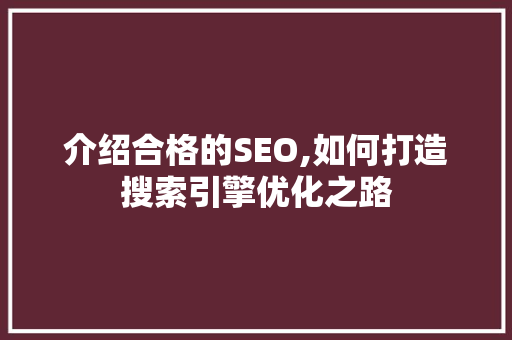 介绍合格的SEO,如何打造搜索引擎优化之路 GoogleSEO