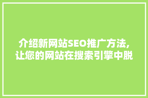 介绍新网站SEO推广方法,让您的网站在搜索引擎中脱颖而出 百度SEO
