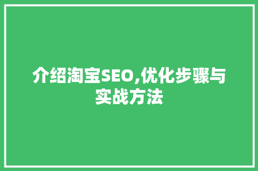 介绍淘宝SEO,优化步骤与实战方法 必应SEO