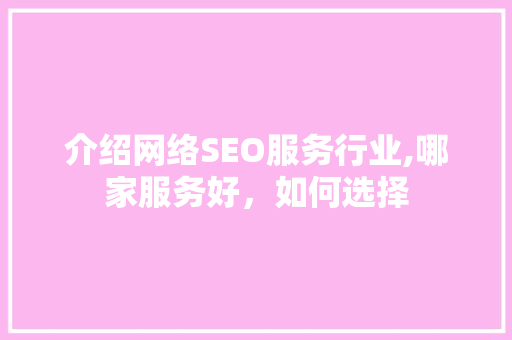 介绍网络SEO服务行业,哪家服务好，如何选择