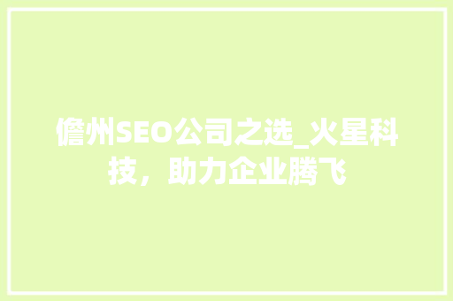 儋州SEO公司之选_火星科技，助力企业腾飞 必应SEO