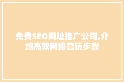 免费SEO网址推广公司,介绍高效网络营销步骤 GoogleSEO