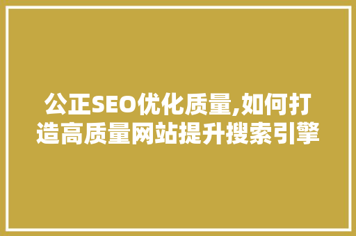 公正SEO优化质量,如何打造高质量网站提升搜索引擎排名 GoogleSEO