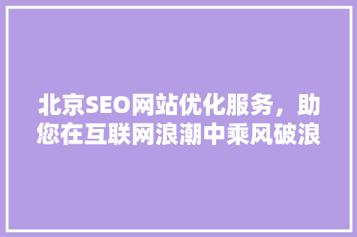 北京SEO网站优化服务，助您在互联网浪潮中乘风破浪 必应SEO