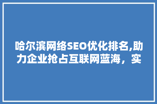 哈尔滨网络SEO优化排名,助力企业抢占互联网蓝海，实现品牌崛起 百度SEO