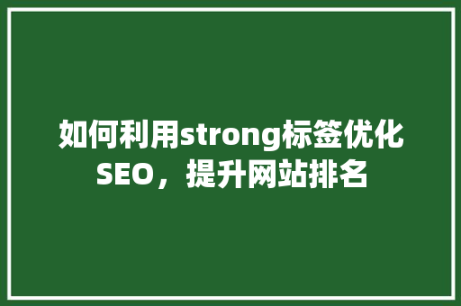 如何利用strong标签优化SEO，提升网站排名 搜狗SEO