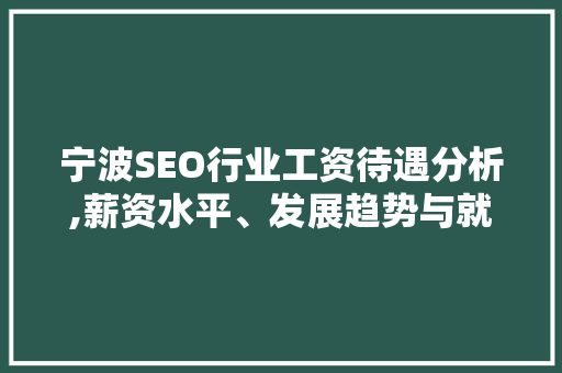 宁波SEO行业工资待遇分析,薪资水平、发展趋势与就业前景