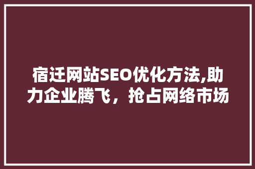 宿迁网站SEO优化方法,助力企业腾飞，抢占网络市场制高点 必应SEO
