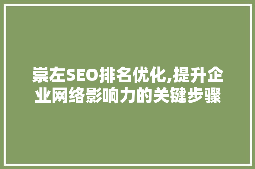 崇左SEO排名优化,提升企业网络影响力的关键步骤 搜狗SEO