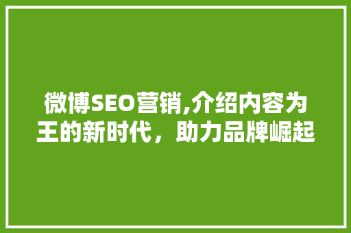 微博SEO营销,介绍内容为王的新时代，助力品牌崛起 神马SEO