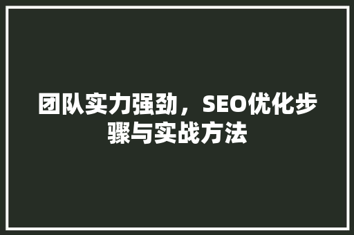 团队实力强劲，SEO优化步骤与实战方法 搜狗SEO