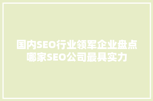 国内SEO行业领军企业盘点哪家SEO公司最具实力 百度SEO