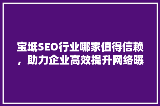 宝坻SEO行业哪家值得信赖，助力企业高效提升网络曝光度