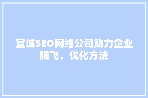 宣城SEO网络公司助力企业腾飞，优化方法