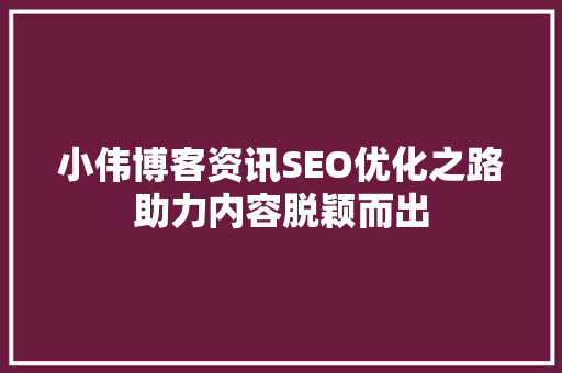 小伟博客资讯SEO优化之路助力内容脱颖而出 百度SEO