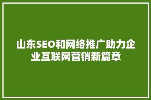 山东SEO和网络推广助力企业互联网营销新篇章 必应SEO