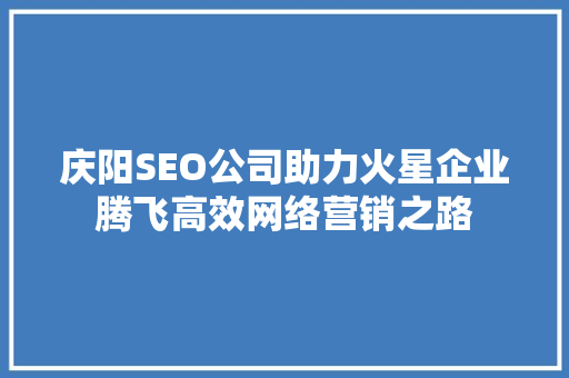 庆阳SEO公司助力火星企业腾飞高效网络营销之路 百度SEO
