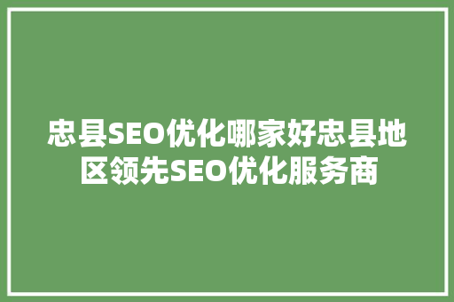 忠县SEO优化哪家好忠县地区领先SEO优化服务商 GoogleSEO