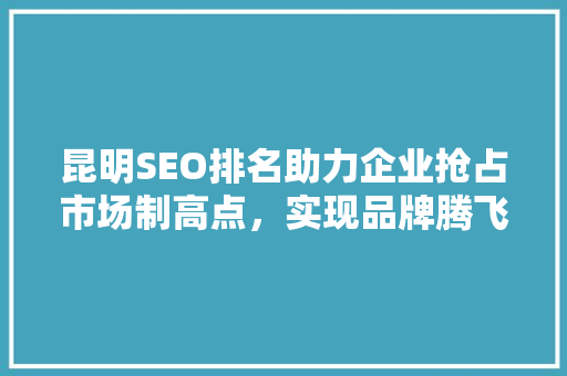 昆明SEO排名助力企业抢占市场制高点，实现品牌腾飞 百度SEO