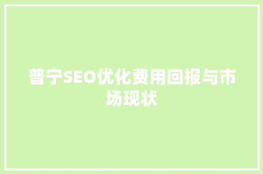 普宁SEO优化费用回报与市场现状 搜狗SEO