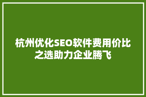杭州优化SEO软件费用价比之选助力企业腾飞 必应SEO