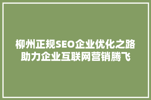 柳州正规SEO企业优化之路助力企业互联网营销腾飞 搜狗SEO