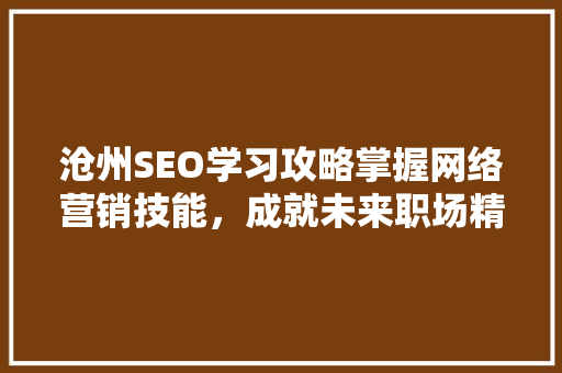 沧州SEO学习攻略掌握网络营销技能，成就未来职场精英 GoogleSEO