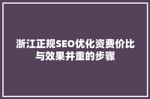 浙江正规SEO优化资费价比与效果并重的步骤 百度SEO