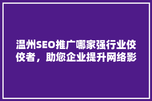 温州SEO推广哪家强行业佼佼者，助您企业提升网络影响力 必应SEO