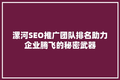 漯河SEO推广团队排名助力企业腾飞的秘密武器 必应SEO
