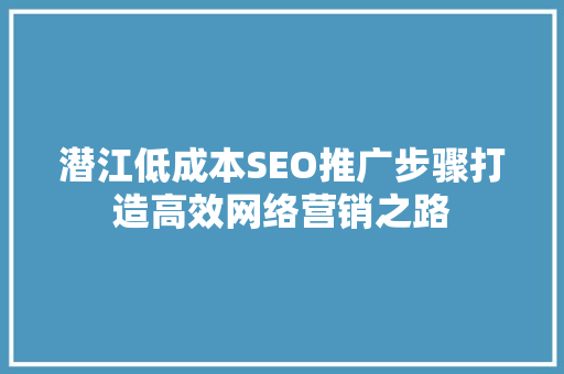 潜江低成本SEO推广步骤打造高效网络营销之路 必应SEO