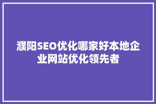濮阳SEO优化哪家好本地企业网站优化领先者 神马SEO