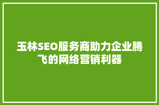 玉林SEO服务商助力企业腾飞的网络营销利器 神马SEO