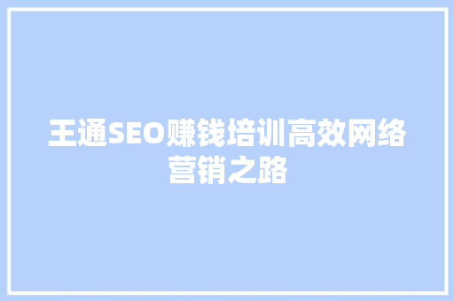 王通SEO赚钱培训高效网络营销之路 搜狗SEO