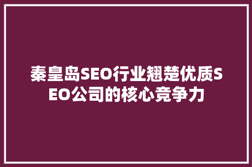 秦皇岛SEO行业翘楚优质SEO公司的核心竞争力 搜狗SEO